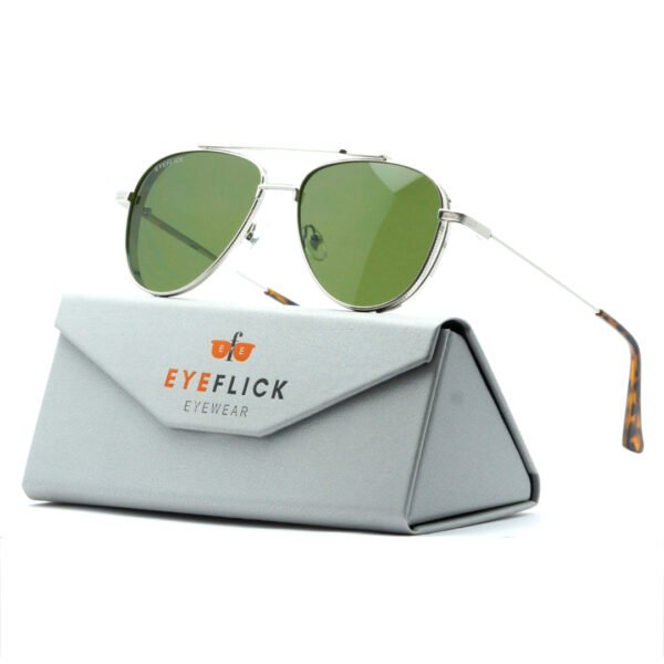 EYEFLICK-SG METAL FULL FRAME EF-98061-SL-GN SILVER AVIATOR MEN SUNGLASSES - Image 2