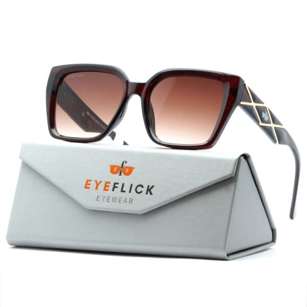 EYEFLICK-SG FIBER FULL FRAME EF-99128E-C2 RED RECTANGLE WOMEN SUNGLASSES - Image 2