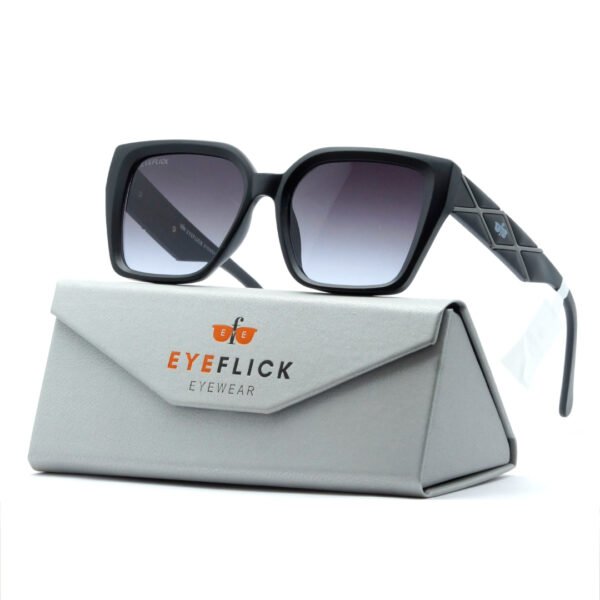 EYEFLICK-SG FIBER FULL FRAME EF-99128E-C3 BLACK METT RECTANGLE WOMEN SUNGLASSES - Image 2