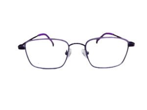 Purple Frame with Purple Accents Leaf Metal Full Rim Rectangle Spectacles Frames