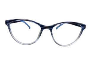 Modern Blue & White Striped Pattern Cat-Eye Eyeglasses for Girls