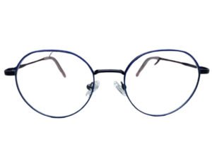 Navy Blue Color Oval Metal Eyeglasses for Kids