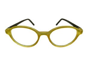 Vintage Cat Eyeglasses with a Yellow/Beige Frame and Dark Arms