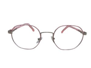Super Flex Pink Geometric Metal Eyeglasses for Kids