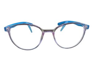 Transparent Blue Color Full Rim Eyeware with Silicone Anti-Slip Temple Tips for Kids