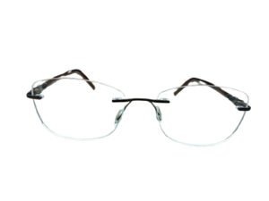 Brown Rectangle Rimless Eyeglasses for Men