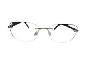 Gold & Brown Arms Cat-Eye Rimless Eyeglasses for Women