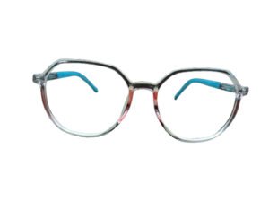 Royal Transparent Frame with Blue Arms Geometric Eyeglasses for Men and Women
