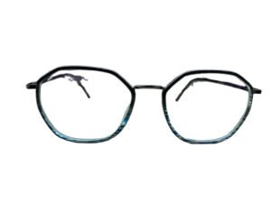 Black with gunmetal Accent Geometric Eyeglasses for Men and Women