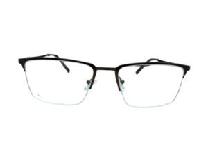 Brown Rectangle Semi-Rimmed Eyeglasses for Men