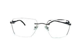 Silver Geometric Rimmed Eyeglasses for Men and Women