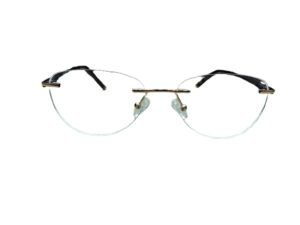 Gold Cat-Eye Rimless Eyeglasses for Women