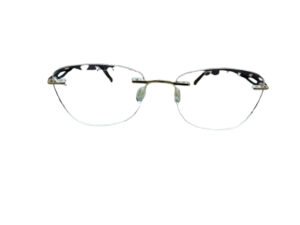 Rose Gold Rectangle Rimless with Fancy Black Arms Eyeglasses for Men