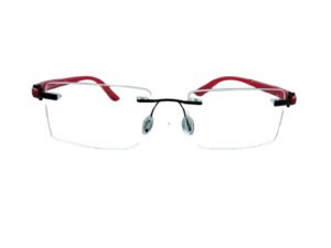 Buy Flexible Metal Style Rimless Eyeglasses Black-Maroon Frame for Men & Women
