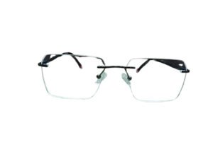 Fancy Black Rectangle Rimless Eyeglasses for Men