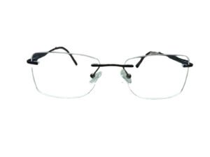 Black Rectangle Rimless Eyeglasses for Men and Women
