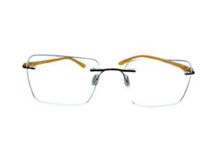 Black and Orange Arms Rectangle Eyeglasses for Men