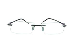 Black Rectangle Rimless Eyeglasses for Men and Women