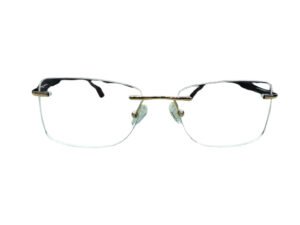 Gold Rectangle Rimless Eyeglasses for Men and Women