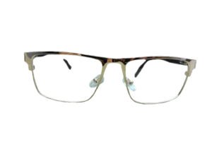 Rose Gold Rectangle Semi-rimmed Eyeglasses for Men