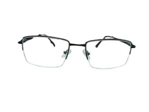 Black Rectangle Semi-Rimmed Eyeglasses for Men