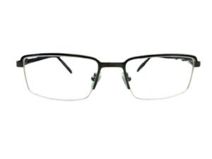 Dark Brown Rectangle Semi-Rimmed Eyeglasses