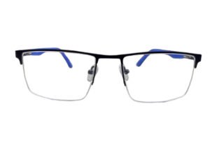 Gunmetal Black Rectangle Semi-Rimmed Eyeglasses