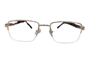 Gold Rectangle Half-Rim Eyeglasses for Men and Women
