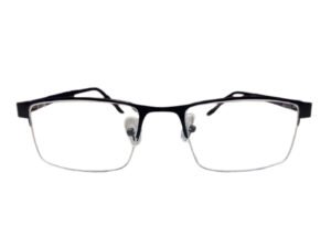 Premium Gunmetal Black Rectangle Semi-Rimmed Eyeglasses