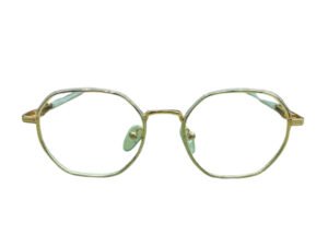 Buy Gold Black Full Rim Hexagonal Shape Eyeglasses