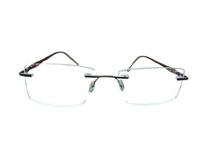 Brown Rectangle Rimless Eyeglasses for Men and Women