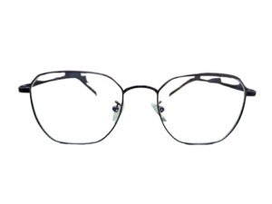 Black Metal Hexagonal Eyeglasses for Men and Women