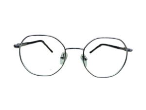 Fancy Black temples Silver Metal Round Rimmed Unisex Eyeglasses