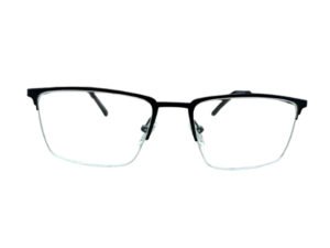 Black Metal Rimless Rectangle Eyeglasses for Men