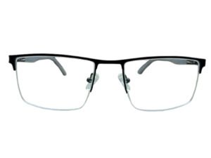 Buy Metal Black Rectangle Semi-Rimmed Eyeglasses for Men