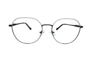 Luxury Black and Silver Round Metal Rimmed Unisex Eyeglasses