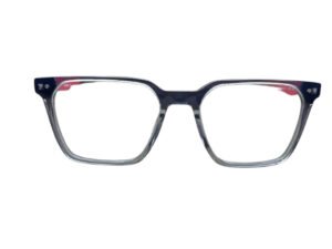 Transparent Gray Frame and Red temples Square Eyeglasses for Men and Women